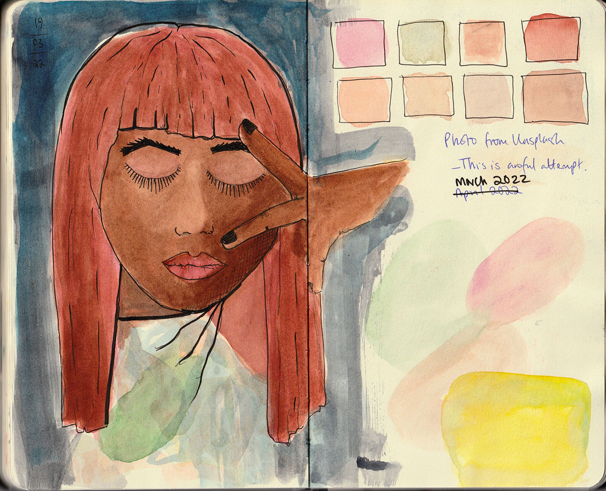 A failed tutorial - dark skin tone portraits in watercolor are not my strength