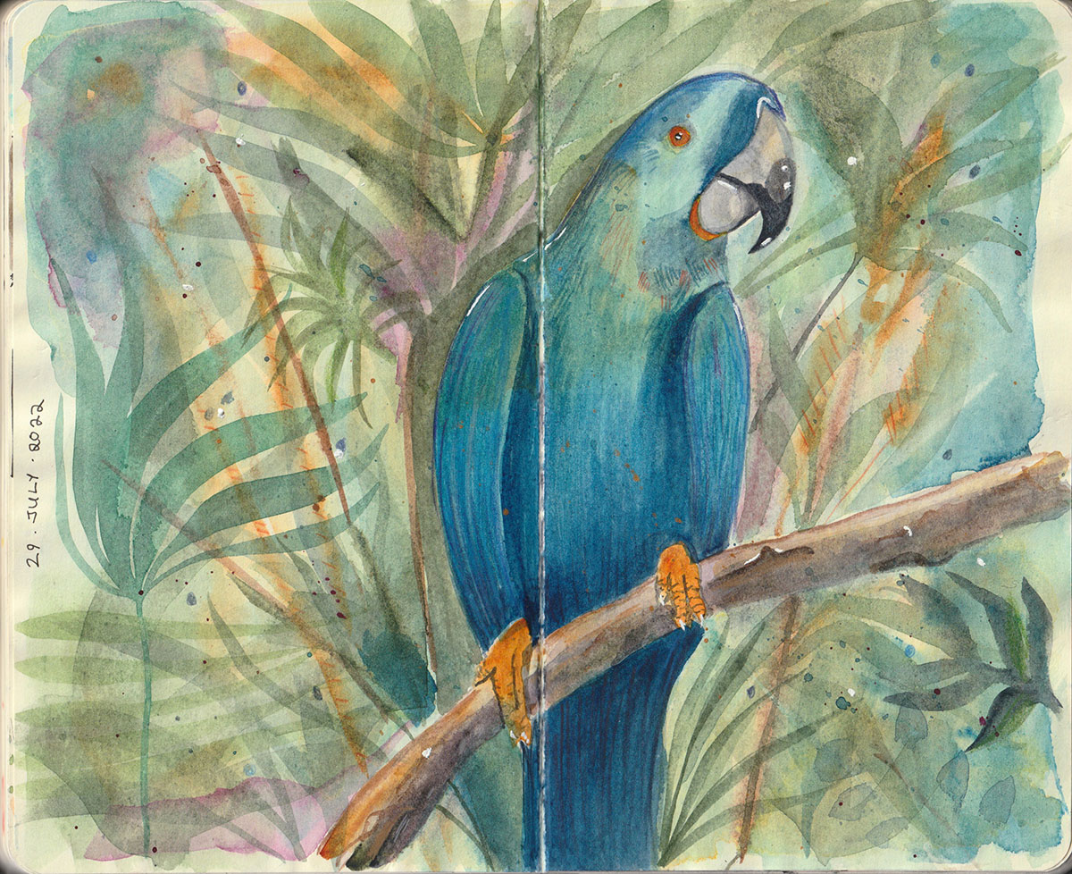 I love this piece - a simple parrot, and I had lots of fun painting this!