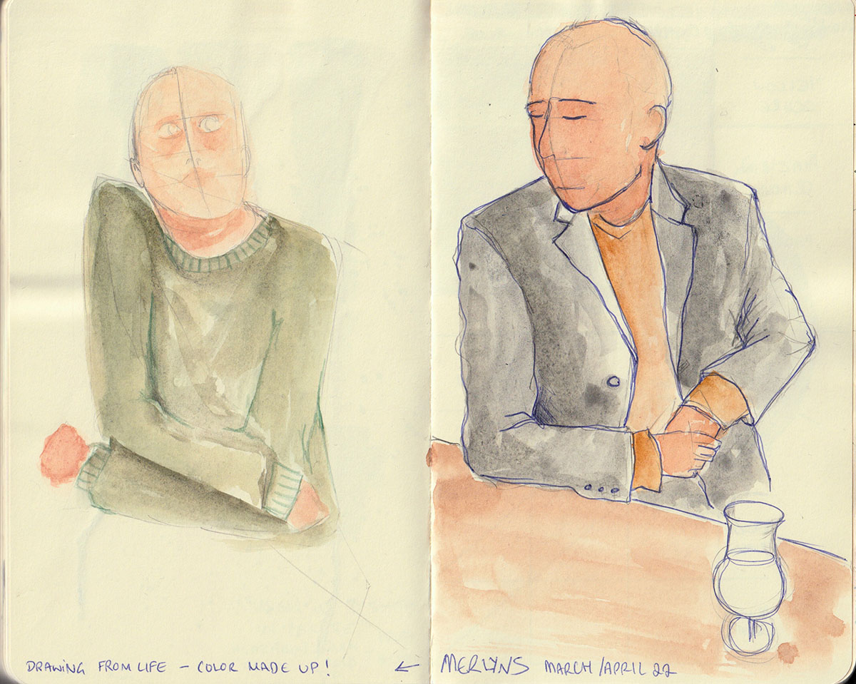 Quick sketches of David, when out and about