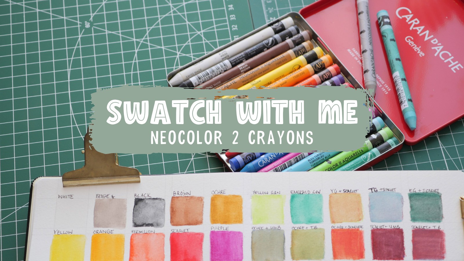 Swatching my collection of 15 Neocolor 2 watersoluble crayons from Caran d'Ache