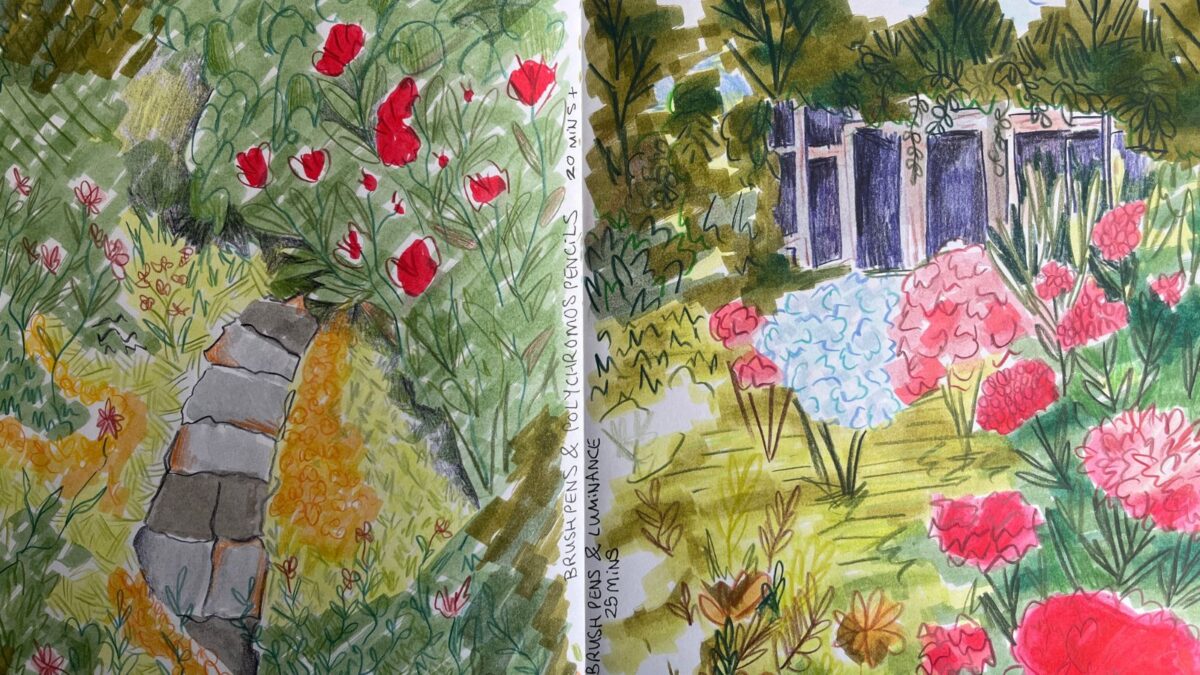 Garden inspired sketches I painted in my A4 talens sketchbook