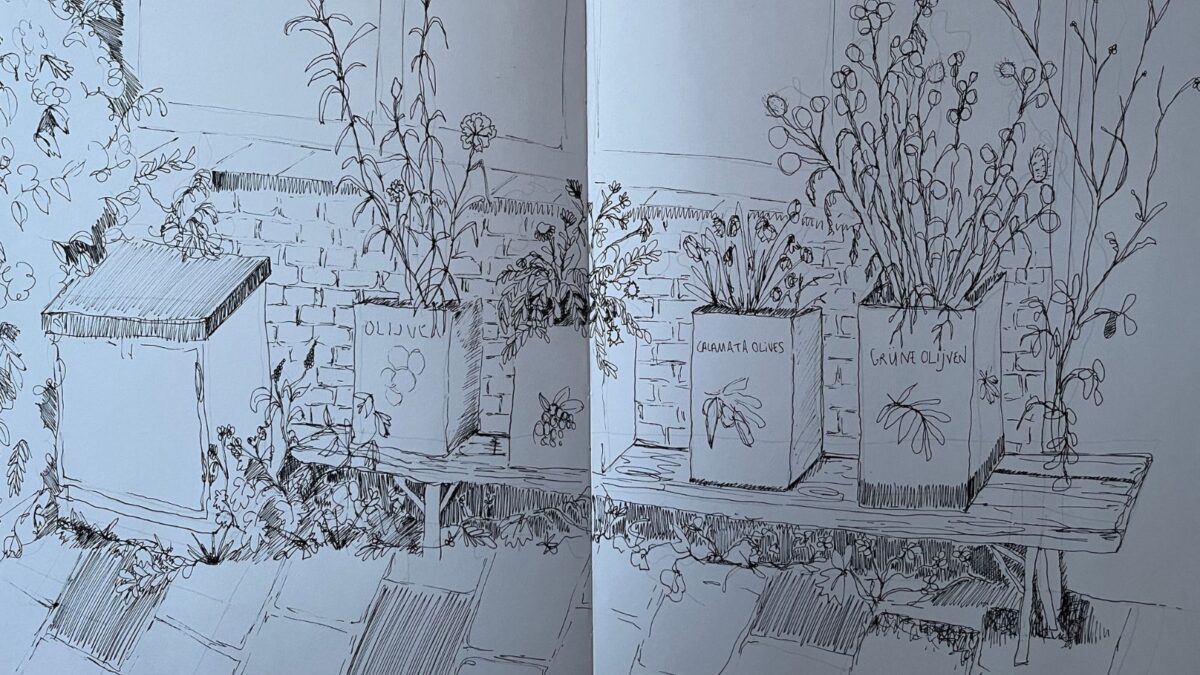 A simple black ink line drawing in my A4 talens sketchbook