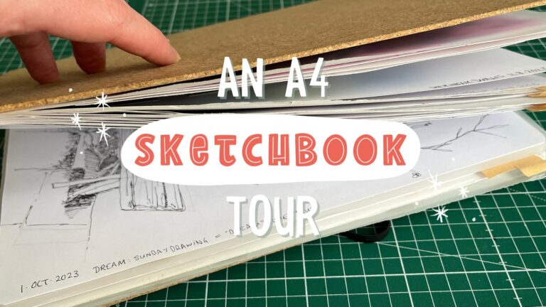 A tour of my finished A4 sketchbook - August 2023 until February 2024