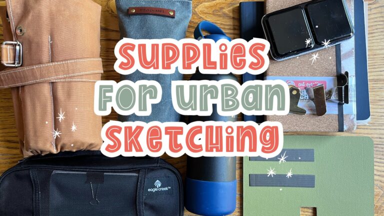 Packing art supplies for an urban sketching day trip to Winsum