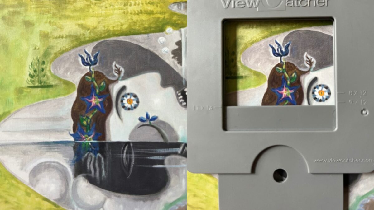 A close up detail of André Masson's Ophelia that tried to replicate for my July 2024 personal art challenge