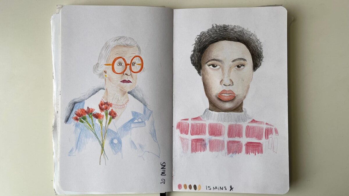 Two portraits drawn from a Sarah Dyer Patreon session.