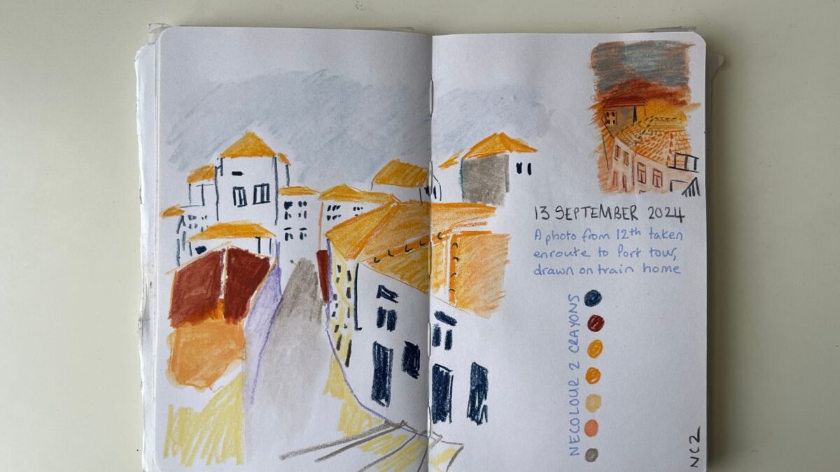 Another drawing of Porto, but this one is from a photo, using Neocolor 2 crayons