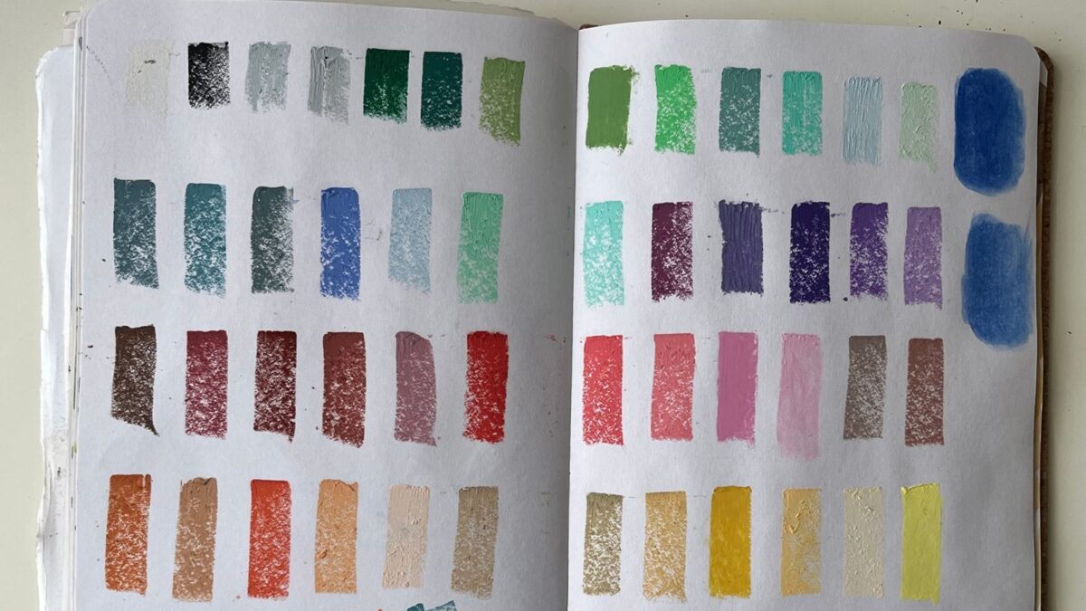 A page of gorgeous color from a set of square oil pastels that everyone should have in their art supplies stash!
